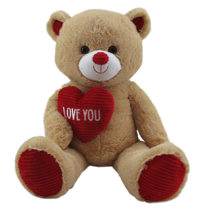 37.5" Light Brown Bear With Red "LOVE YOU" Heart. Stuffed Animal, Mother's Day #51513B