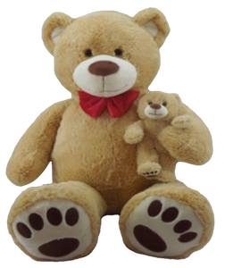 59" Jumbo Beige Bear in a Bowtie with Baby Bear #44252