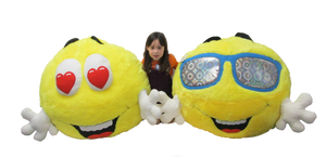 38" Jumbo Playful Yellow Emojis - 2 Styles Heart-Eyes and Sunglasses Emojis #3619-50