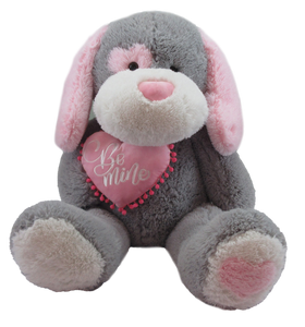 37.5" Grey Dog With "Be Mine" Heart, Stuffed Animal, Valentine #48619B