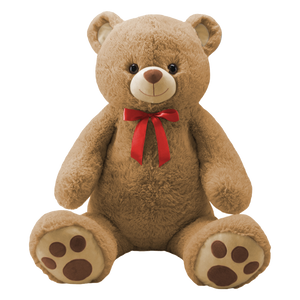 50" Tan Bear with Red Ribbon,  Giant Stuffed Animal Plush, Soft Gift #50291