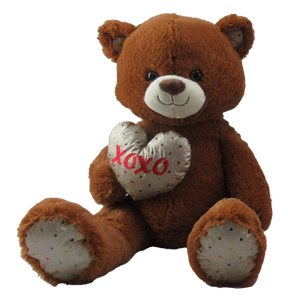 37.5" Brown Bear With "XOXO" Heart. Stuffed Animal, Valentine #50641A