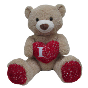 37.4" Beige Bear With "I Love You" Heart, Stuffed Animal, Valentine #50710