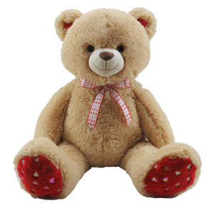 41" Beige Bear with Heart Ribbon and Red Foot  # 51531