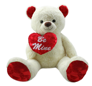 42" White Bear With "Be Mine" Heart, Stuffed Animal  #51569
