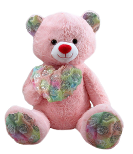 42" Pink Bear With "flower" Heart, Stuffed Animal  #51570