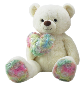 42" Cream Bear With "flower" Heart, Stuffed Animal  #52306