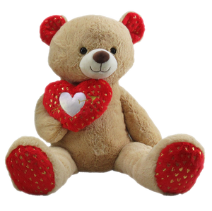 42" Beige Bear With a Red Heart. Stuffed Animal, Valentine #52307