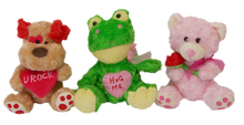 10" Valentine Animals (3 Asst), Sold in box (24 pcs) #V38241/DW