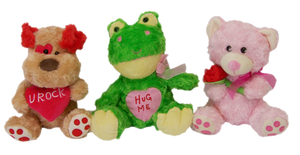 10" Valentine Animals (3 Asst), Sold in box (24 pcs) #V38241/DW