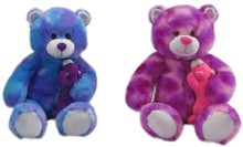 51" Jumbo Tie-Dye Mommy Bear with Baby Bear, blue or purple