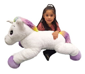 39" White Laying Unicorn, Plush Toy, #49097