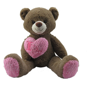 37.5" Dark Taupe Bear With Pink "I Love You" Heart #49492