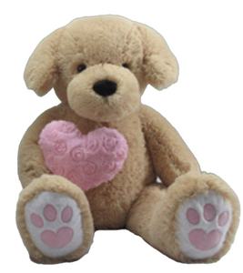 37.5" Valentine's Beige Dog With Pink Rosette-patterned Heart #49584B