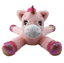 37" Plush Laying Pink Unicorn with Hot-Pink Mane, Shimmery Pink Hooves #50124