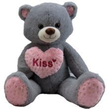 37.5" Valentine's Light Gray Bear With Pink "Kiss" Heart #50563B